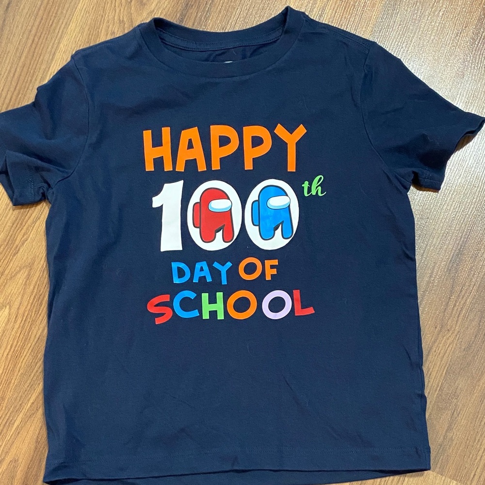 ✨8/$10. Old Navy 'Happy 100th Day of School' Among Us shirt. Size Small